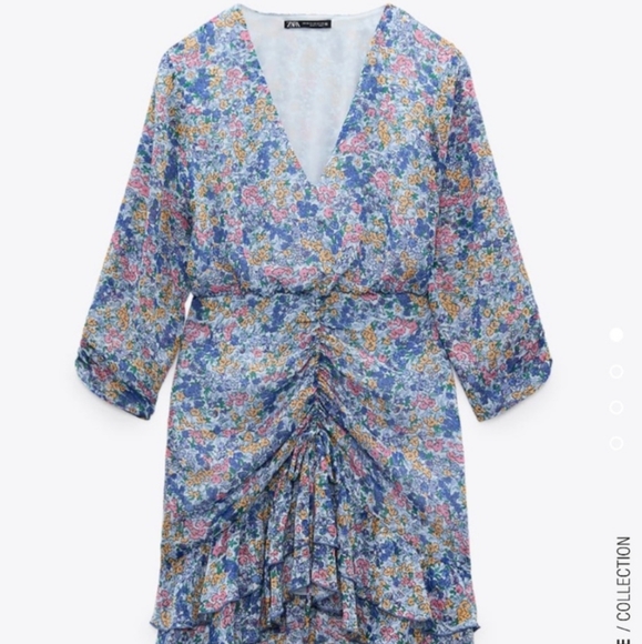 Zara Nwot Floral Rouched Midi size medium - Picture 4 of 7